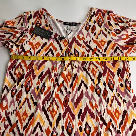 NWT Cable & Gauge Orange Geometric Print Open Sleeve Blouse Womens Size Small S - Picture 11 of 12